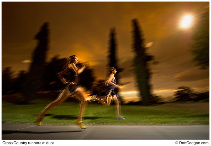 Cross Country runners at dusk