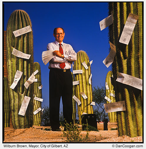 Wilburn Brown, Mayor, City of Gilbert, AZ, with ballots on cactus