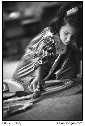 Crisis Nursery, Child playing with toy train