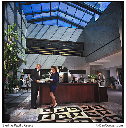 Sterling Pacific Assets, Lobby Interior with sun streaming in