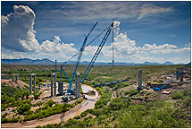 FNF Construction, Bridge installation, 250' girder span.